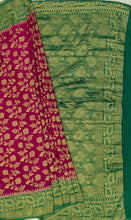 Load image into Gallery viewer, Banaras Chinnon Crepe Saree with Contrast Border,Pallu and Blouse.