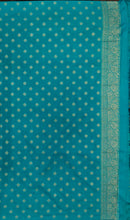 Load image into Gallery viewer, Banaras Crepe Saree with Kashmiri Thread work with Contrast Border,Pallu and Butti Blouse(Black-Sapphire combination)