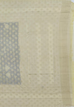 Load image into Gallery viewer, Banaras Crepe Saree with Kashmiri Thread work with Contrast Border,Pallu and Butti Blouse(Navy Blue-Off white combination)