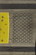 Load image into Gallery viewer, Banaras Crepe Saree with Kashmiri Thread work with Contrast Border,Pallu and Butti Blouse(Mustard-Black combination) (Copy)