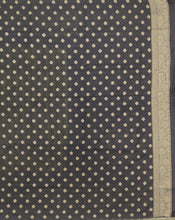 Load image into Gallery viewer, Banaras Crepe Saree with Kashmiri Thread work with Contrast Border,Pallu and Butti Blouse(Mustard-Black combination) (Copy)