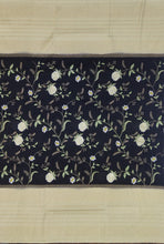 Load image into Gallery viewer, Banaras Crepe Saree with Kashmiri Thread work with Contrast Border,Pallu and Butti Blouse(Black-Off White combination)