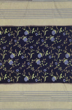 Load image into Gallery viewer, Banaras Crepe Saree with Kashmiri Thread work with Contrast Border,Pallu and Butti Blouse(Navy Blue -Grey combination)