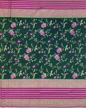 Load image into Gallery viewer, Banaras Crepe Saree with Kashmiri Thread work with Contrast Border,Pallu and Butti Blouse