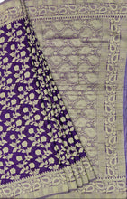 Load image into Gallery viewer, Banaras Chinnon Crepe Saree with Self Colored Border,Pallu and Blouse.
