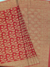 Load image into Gallery viewer, Banaras Chinnon Crepe Saree with Self Colored Border,Pallu and Blouse.