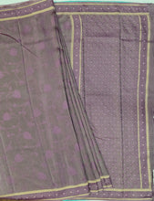 Load image into Gallery viewer, Banaras Crepe Saree with Shimmer Body and Contrast Blouse.