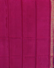 Load image into Gallery viewer, Banaras Crepe Saree with Self Colored Tissue Stripes and Motifs comes with Contrast Blouse
