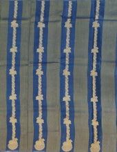 Load image into Gallery viewer, Banaras Crepe Saree with Self Colored Tissue Stripes and Motifs comes with Contrast Blouse