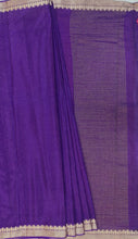 Load image into Gallery viewer, Banaras Crepe Saree with Thin Zari Stripes,Self Color Border,Paluu and Contrast Butti Blouse