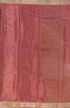 Load image into Gallery viewer, Banaras Crepe Saree with Thin Zari Stripes,Self Color Border,Paluu and Contrast Butti Blouse
