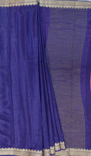 Load image into Gallery viewer, Banaras Crepe Saree with Thin Zari Stripes,Self Color Border,Paluu and Contrast Butti Blouse