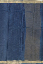 Load image into Gallery viewer, Banaras Crepe Saree with Thin Zari Stripes,Self Color Border,Paluu and Contrast Butti Blouse