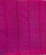 Load image into Gallery viewer, Banaras Crepe Saree with Thin Zari Stripes,Self Color Border,Paluu and Contrast Butti Blouse