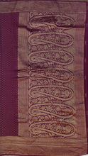 Load image into Gallery viewer, Banaras Khaddi Georgette Saree with Zari Buttis all over,Self Color Border,Paluu and Blouse-WIne Color