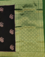 Load image into Gallery viewer, Banaras Georgette Saree with Paisley Buttis all over with Contrast Border,Paluu and Blouse- Black