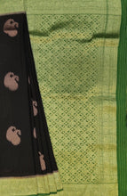 Load image into Gallery viewer, Banaras Georgette Saree with Paisley Buttis all over with Contrast Border,Paluu and Blouse- Black