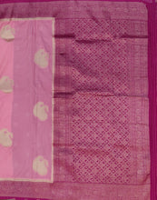Load image into Gallery viewer, Banaras Georgette Saree with Paisley Buttis all over with Contrast Border,Paluu and Blouse- Baby Pink