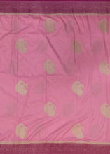 Load image into Gallery viewer, Banaras Georgette Saree with Paisley Buttis all over with Contrast Border,Paluu and Blouse- Baby Pink