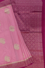 Load image into Gallery viewer, Banaras Georgette Saree with Paisley Buttis all over with Contrast Border,Paluu and Blouse- Baby Pink