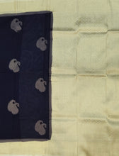 Load image into Gallery viewer, Banaras Georgette Saree with Paisley Buttis all over with Contrast Border,Pallu and Blouse- Navy Blue