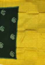 Load image into Gallery viewer, Banaras Georgette Saree with Paisley Buttis all over with Contrast Border,Paluu and Blouse- Bottle Green