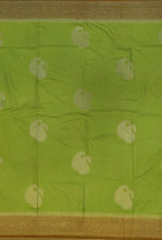 Load image into Gallery viewer, Banaras Georgette Saree with Paisley Buttis all over with Contrast Border,Pallu and Blouse- Light Green