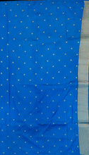 Load image into Gallery viewer, Banaras Georgette Borderless Saree with Zari Buttis all over,Self Color Border,Pallu and Blouse-Blue Color