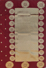 Load image into Gallery viewer, Banaras Georgette Borderless Saree with Zari Buttis all over,Self Color Border,Paluu and Blouse-Maroon Color