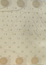 Load image into Gallery viewer, Banaras Georgette Borderless Saree with Zari Buttis all over,Self Color Border,Pallu and Blouse-Off White Color
