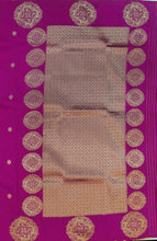 Load image into Gallery viewer, Banaras Georgette Borderless Saree with Zari Buttis all over,Self Color Border,Pallu and Blouse-Rani Color