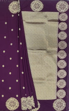 Load image into Gallery viewer, Banaras Georgette Borderless Saree with Zari Buttis all over,Self Color Border,Pallu and Blouse-Wine Color