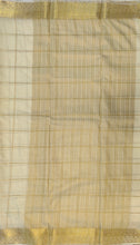 Load image into Gallery viewer, Semi Mysuru Crepe Saree in all over checks-self color comes with beautiful checks blouse-WHITE