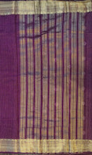Load image into Gallery viewer, Semi Mysuru Crepe Saree in all over checks-self color comes with beautiful sequence blouse-maron color