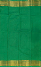 Load image into Gallery viewer, Semi Mysuru Crepe Saree in all over checks-self color comes with beautiful sequence blouse-CHUTNEY GREEN