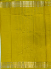 Load image into Gallery viewer, Semi Mysuru Crepe Saree in all over checks-self color comes with beautiful sequence blouse-YELLOW MASTARD