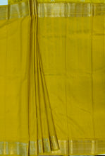 Load image into Gallery viewer, Semi Mysuru Crepe Saree in all over checks-self color comes with beautiful sequence blouse-YELLOW MASTARD