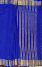 Load image into Gallery viewer, Semi Mysuru Crepe Saree in all over checks-self color comes with beautiful sequence blouse-ROYAL BLUE