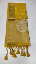 Load image into Gallery viewer, Banaras Chanderi Saree with Self Colored Border,Sequence Pallu and Blouse-YELLOW COLOUR