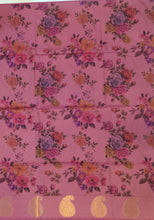 Load image into Gallery viewer, Digital print soft silk borderless floral digital print all over Saree contrast Color Border,Pallu and Blouse.