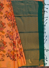 Load image into Gallery viewer, Digital print soft silk borderless floral digital print all over Saree contrast Color Border,Pallu and Blouse.