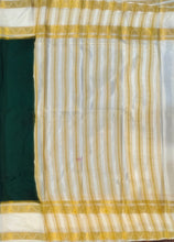 Load image into Gallery viewer, Semi Mysuru Crepe Saree with Contrast Border,Pallu and Blouse -DARK GREEN COLOR