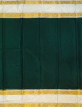 Load image into Gallery viewer, Semi Mysuru Crepe Saree with Contrast Border,Pallu and Blouse -DARK GREEN COLOR