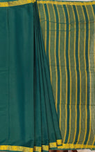 Load image into Gallery viewer, Semi Mysuru Crepe Saree with self Border,Pallu and Blouse -dark green color