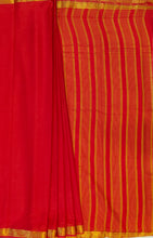 Load image into Gallery viewer, Semi Mysuru Crepe Saree with self Border,Pallu and Blouse -RED COLOR