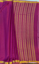 Load image into Gallery viewer, Semi Mysuru Crepe Saree with self Border,Pallu and Blouse -PURPLE COLOR