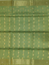 Load image into Gallery viewer, Banaras Chanderi Saree with Self Colored Border,Sequence Pallu and Blouse-CHUTNEY GREEN COLOUR (Copy)