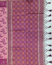 Load image into Gallery viewer, Desingers saree with katha work embroidery on cotton saree-pink color