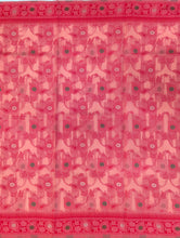 Load image into Gallery viewer, Desingers saree with katha work embroidery on cotton saree-red color