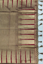 Load image into Gallery viewer, Desingers saree with woven patterns and tasselled fringe, geometry and ornamental design-MARON COLOR